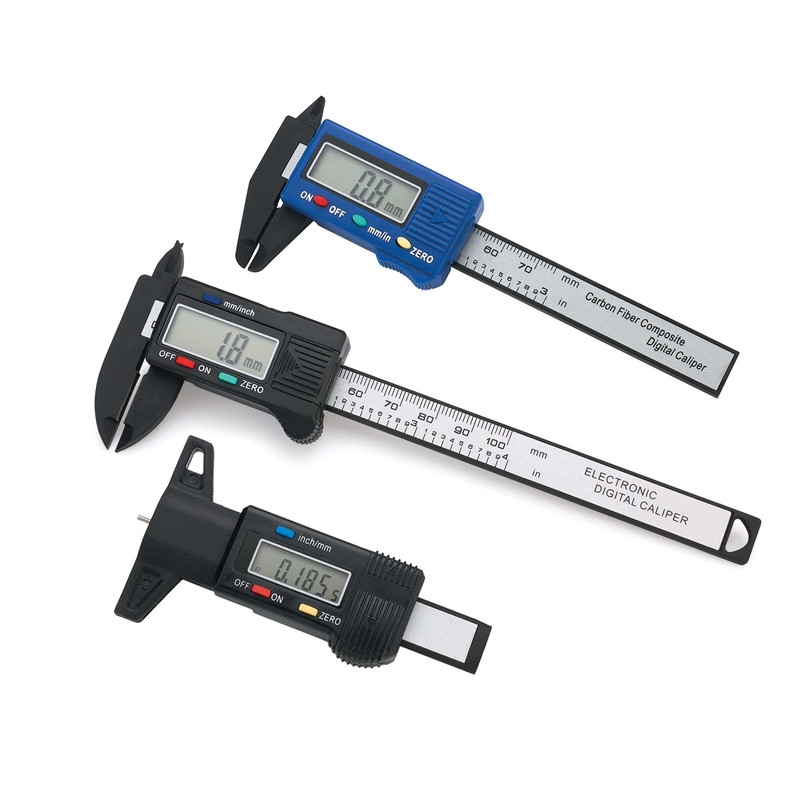 Carbon Fiber Digital Caliper and Depth Gauge Set - 3 Piece